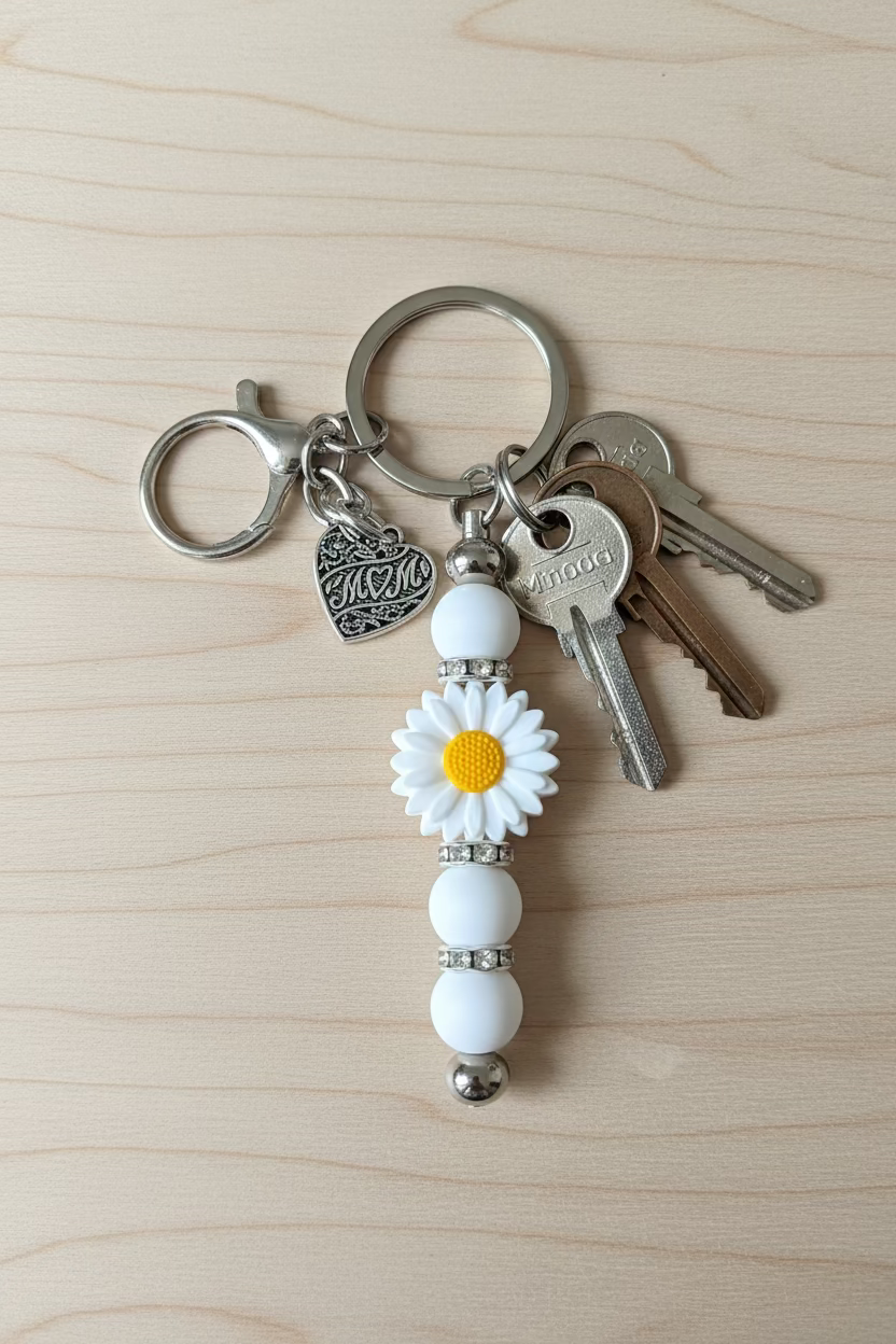 Mom Daisy Keychain