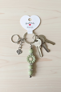 Daisy with Heart Charm Keychain