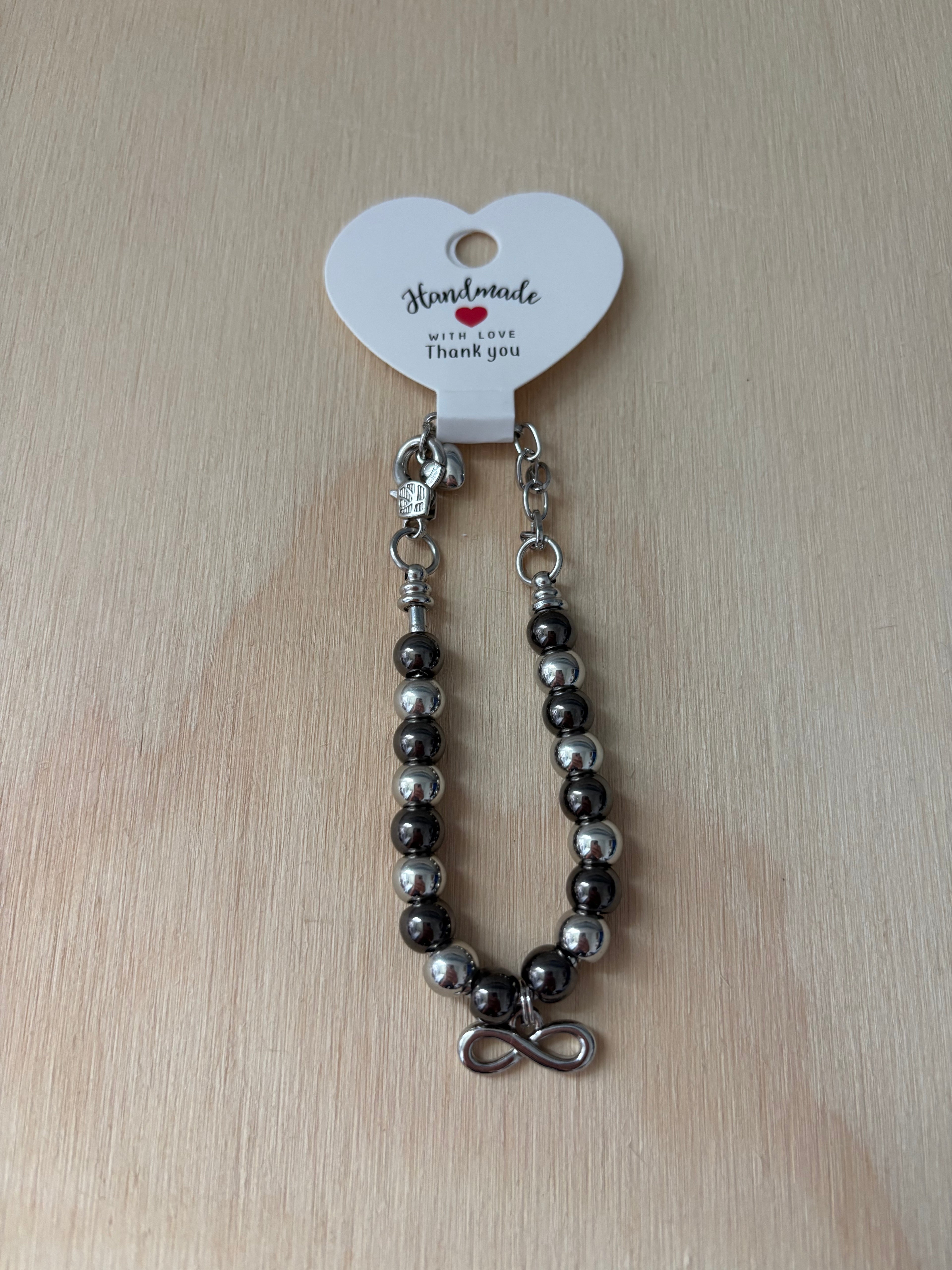 Infinity Charm Bracelet (Silver & Black)
