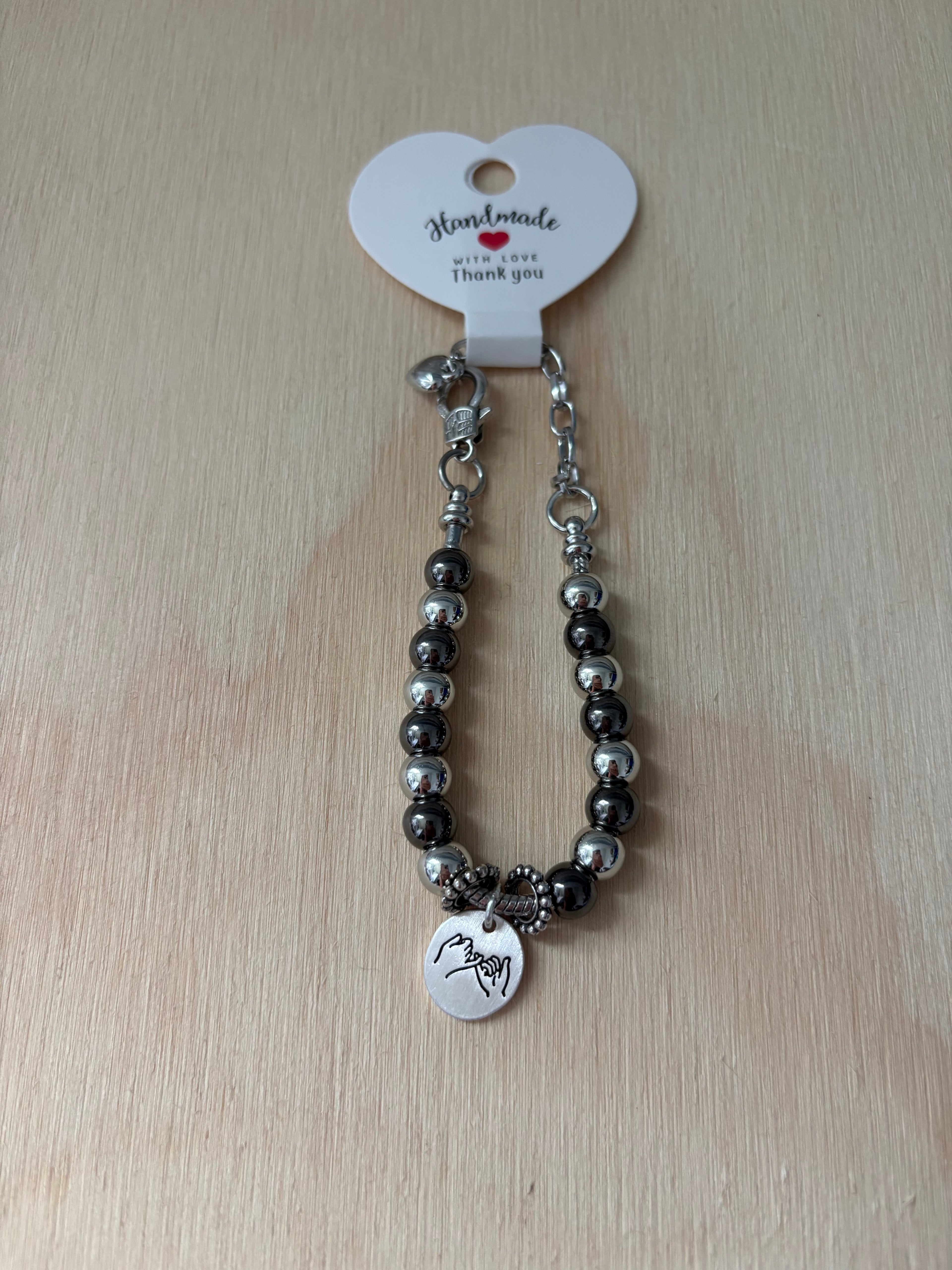 Pinkies Charm Bracelet (Black & Silver)