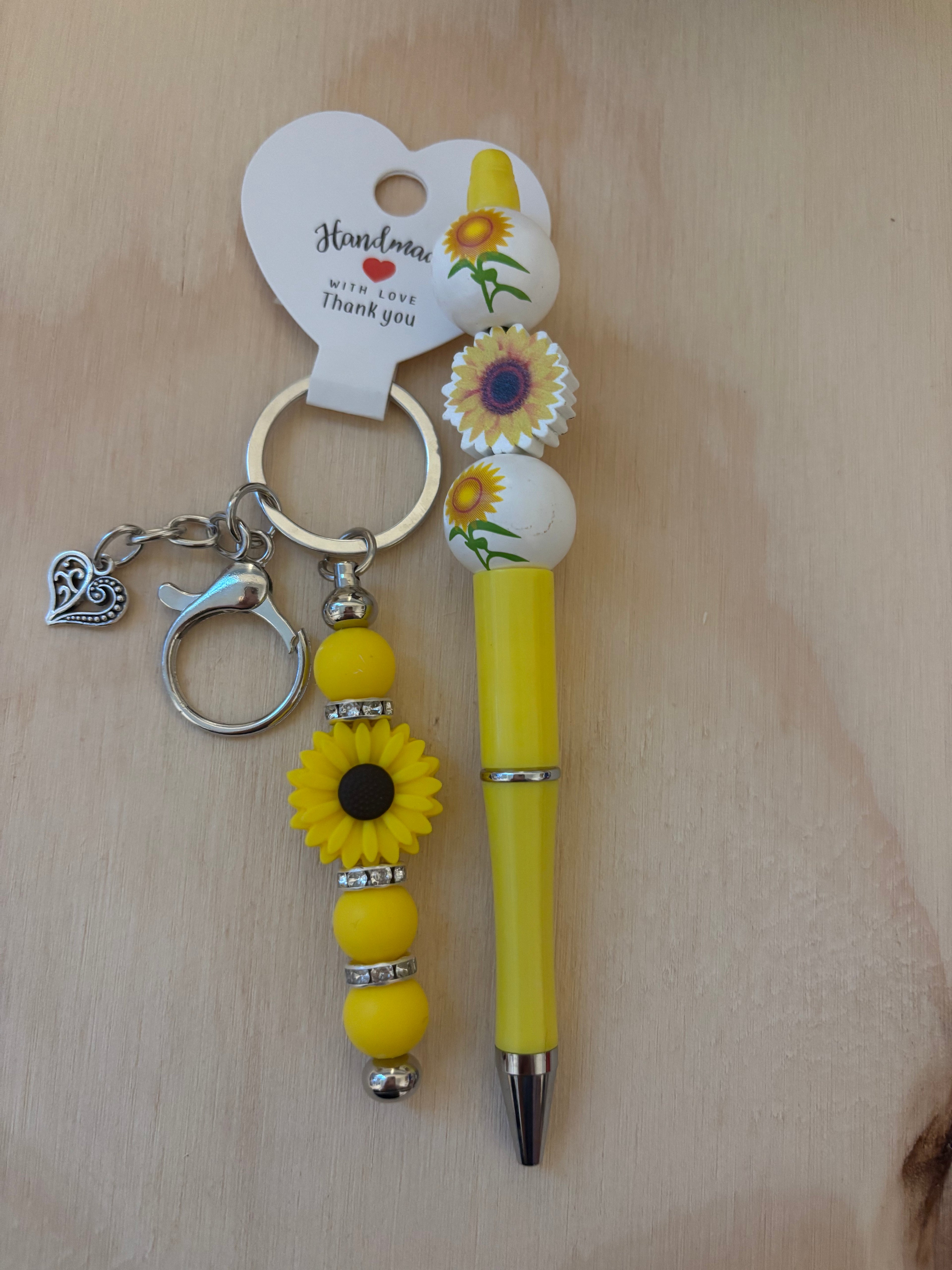 Yellow Sunflower Set (Pen and Keychain)