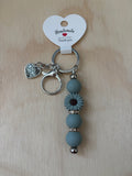 Mom Charm Green Flower Keychain