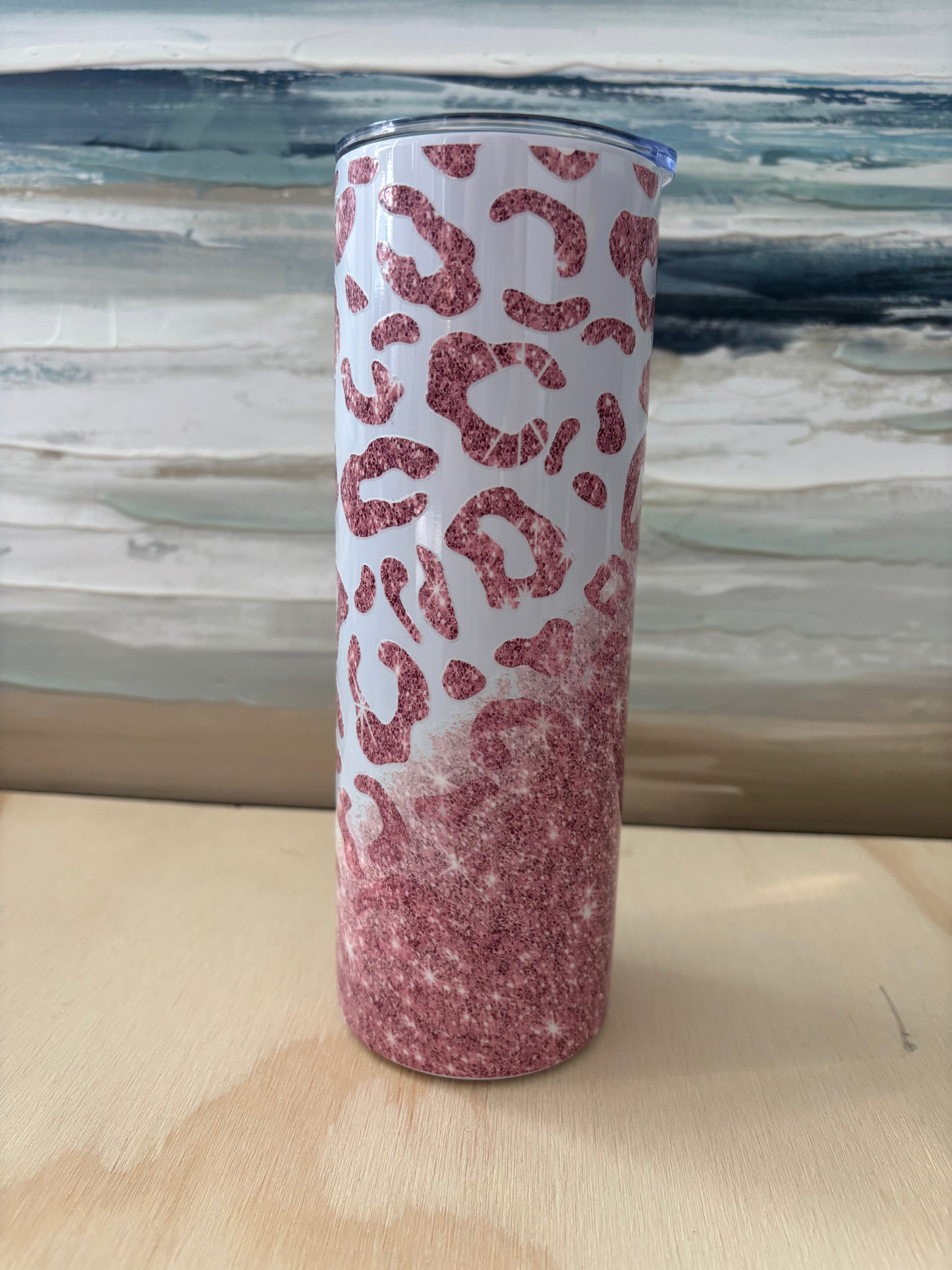20oz Pink Cheetah Print Tumbler w/ Straw