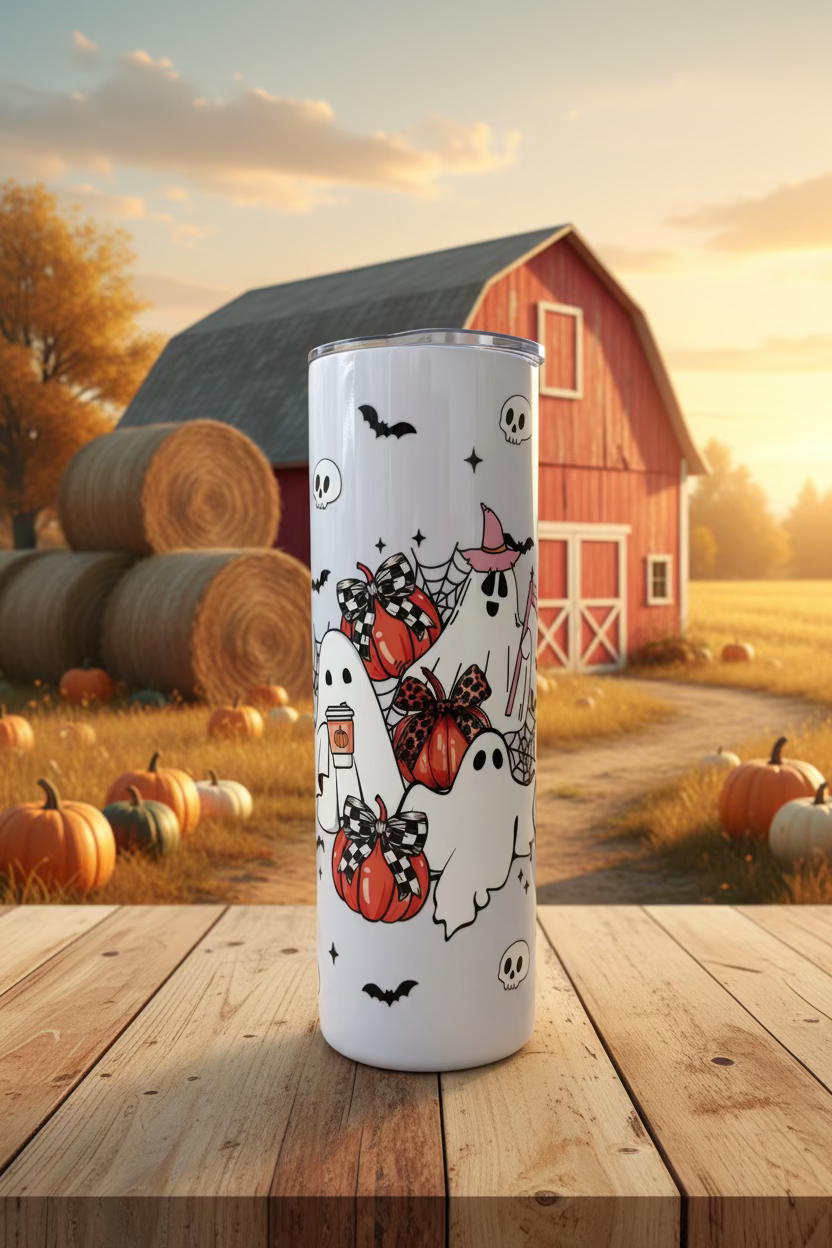 Pumpkins & Ghost 20oz Skinny Tumbler