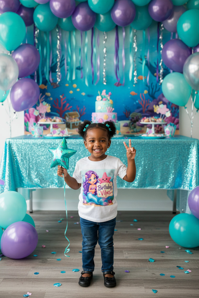 Mermaid Birthday Vibes White Youth XS