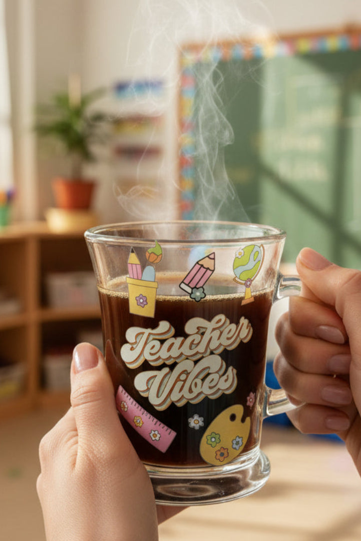 Teacher Vibe Glass Coffee Mug 13oz