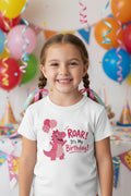 Pink Dino ROAR Birthday YM (Size 8-10)