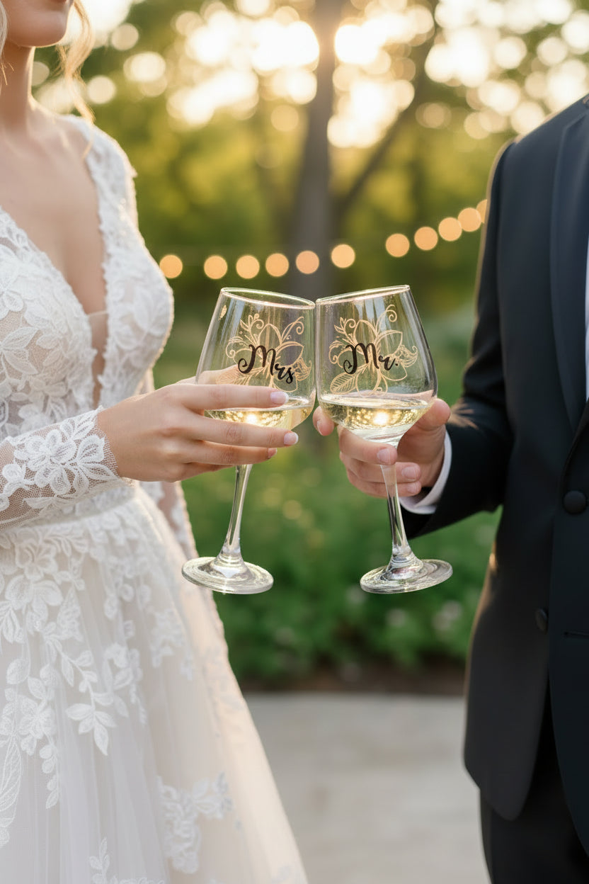 Mr & Mrs Wine Glasses