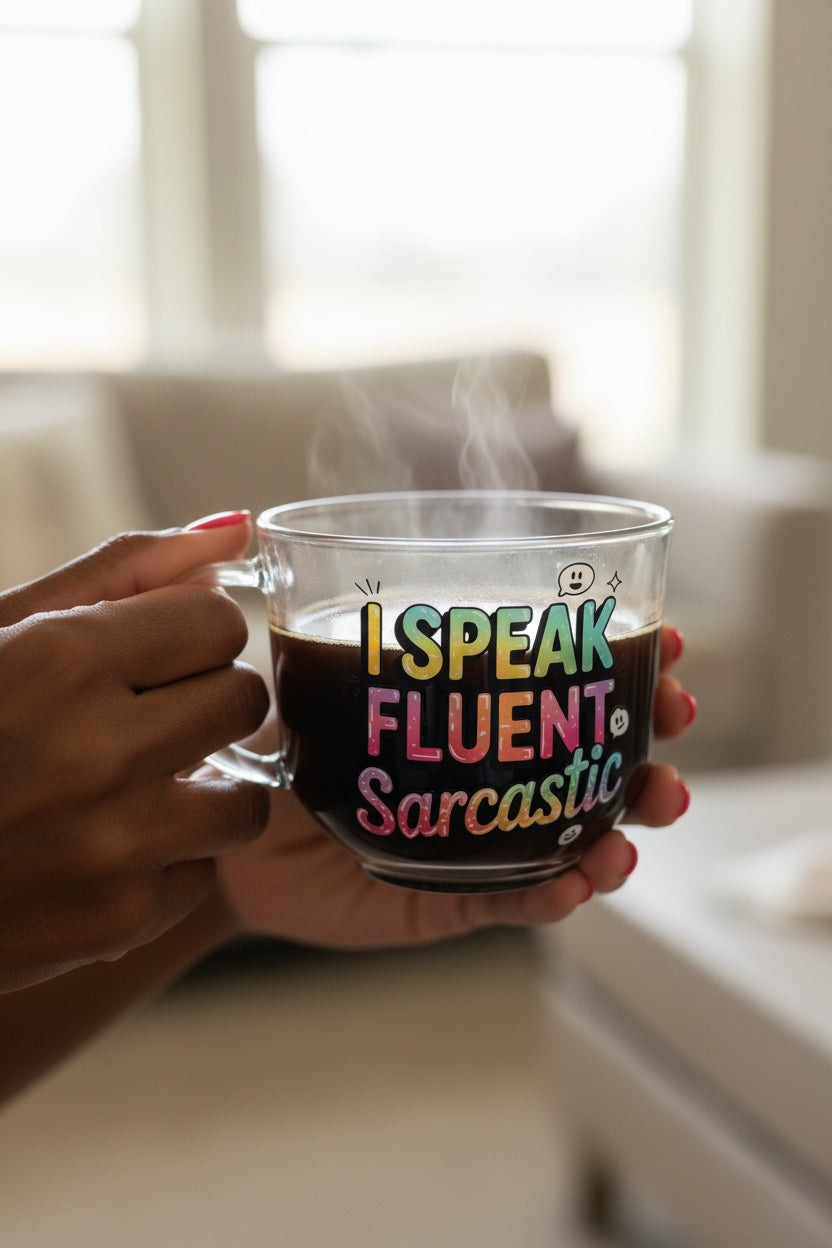 Clear Coffee Mug “ I Speak Fluent Sarcastic”