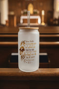 Glass Straw Cup with Lid “Hebrews 11:1”